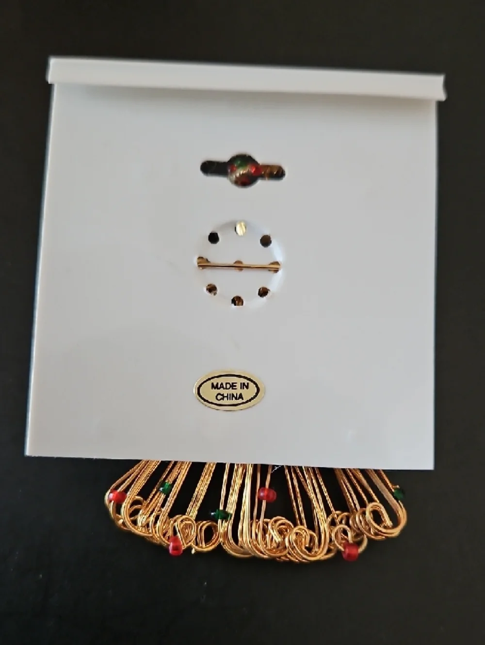 Gold Wire Angel Pendant with Red & Green Beads